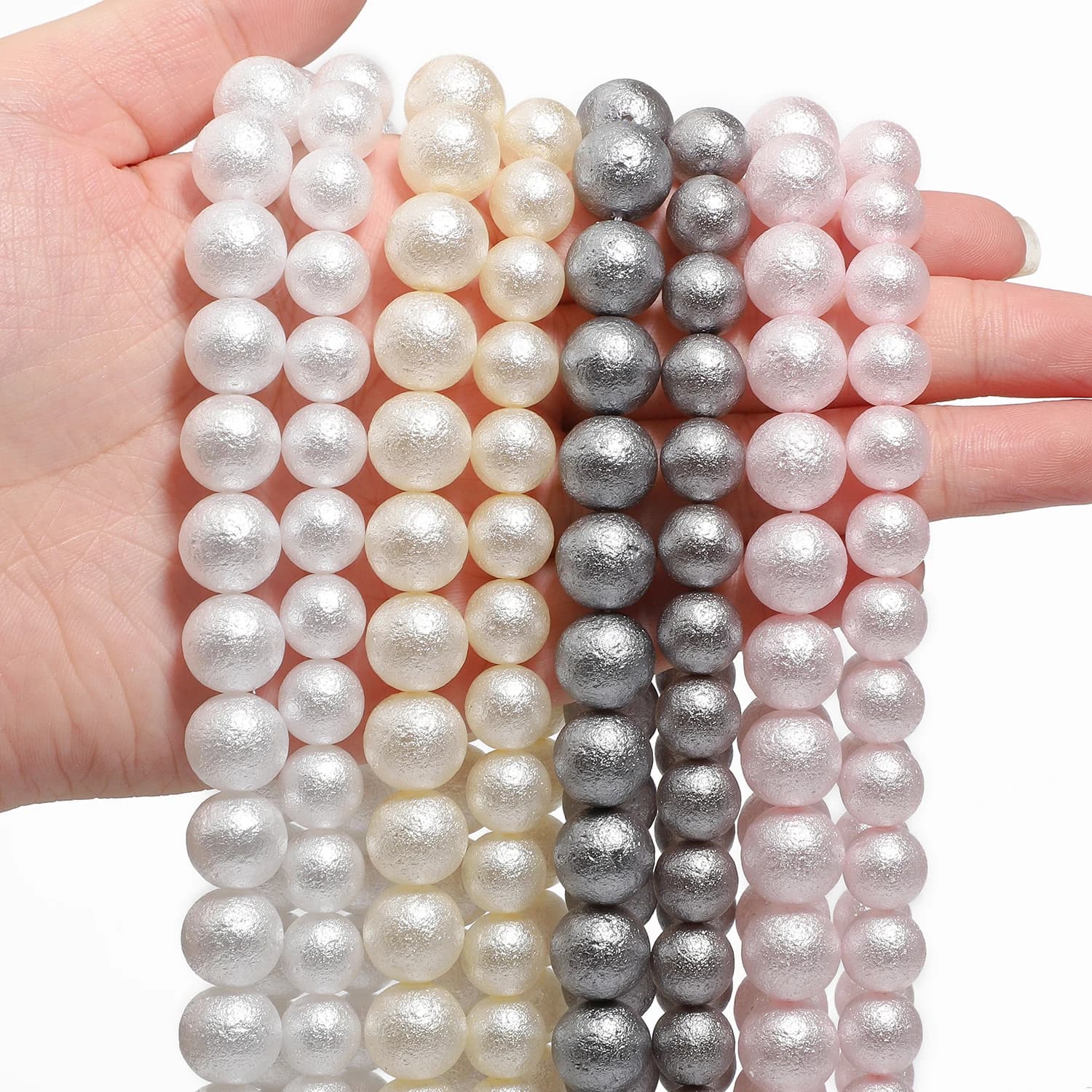 4 6 8 10 12mm opaco imitazione perla conchiglia moda vetro rotondo perline allentate per gioielli artigianato fare accessori braccialetto fai da te