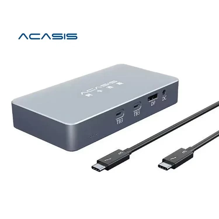 2025Acasis M.2 Custodia per HDD NVME a doppio disco Docking station USB4.0 da tipo C a USB 3.0 Scatola per disco rigido per laptop