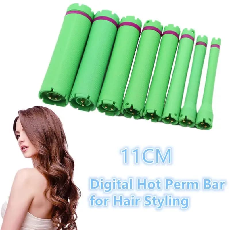 110mm 24V Digital Hair Hot Perm Electric Rods Heated Bigodini Bar Rolls Corrugated Hairdresser Barbiere Curling Tools For Spiral Styling