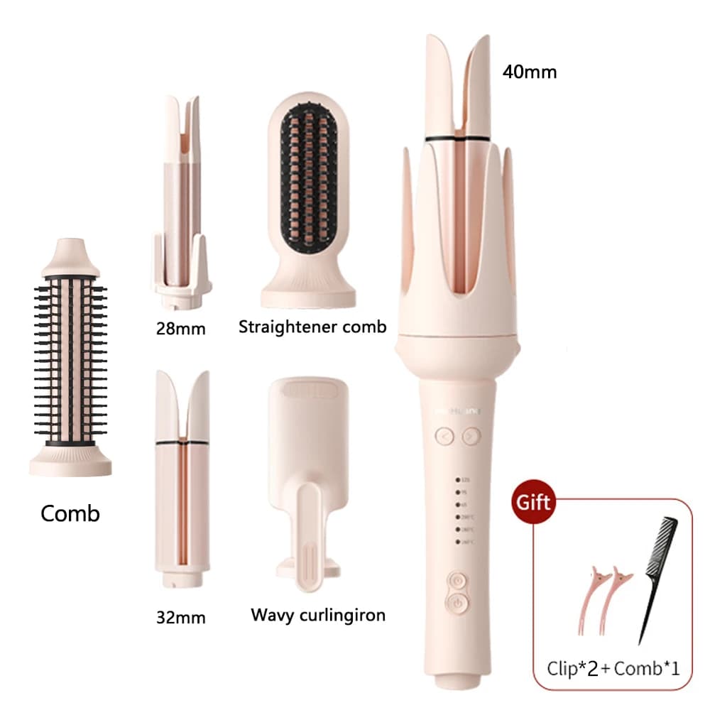 Interchangeable automatic curling iron with negative ions, hair curling set with 3 temperatures, hair styling tools for women