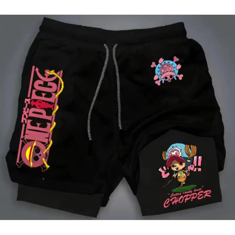 Pantaloncini da uomo estivi 2026 con stampa del personaggio One Piece, modello da cucina, nuovi, da corsa, ad asciugatura rapida, traspiranti, due in uno, doppi pantaloncini