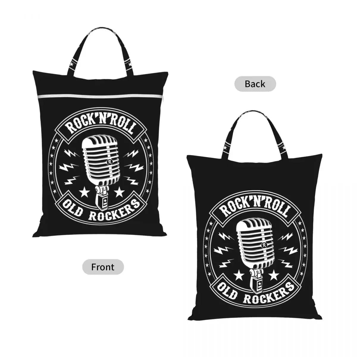 Microphone Rock And Roll Rockabilly Travel Laundry Bag Waterproof Reusable Dirty Clothes Pouch Gym Yoga Camping Washing Basket