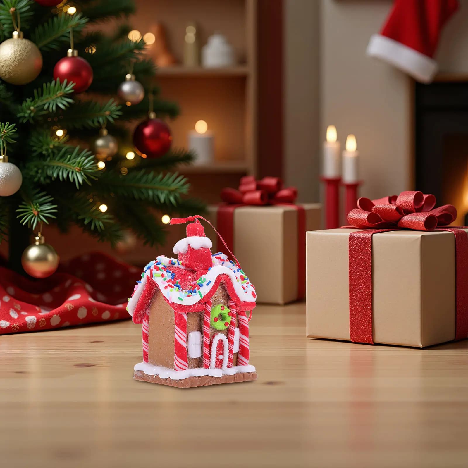 Set di 3 Ornamenti Natalizi a Forma di Omino di Pan di Zenzero, Decorazioni in Argilla Polimerica per Albero di Natale, Festa di Capodanno e Casa