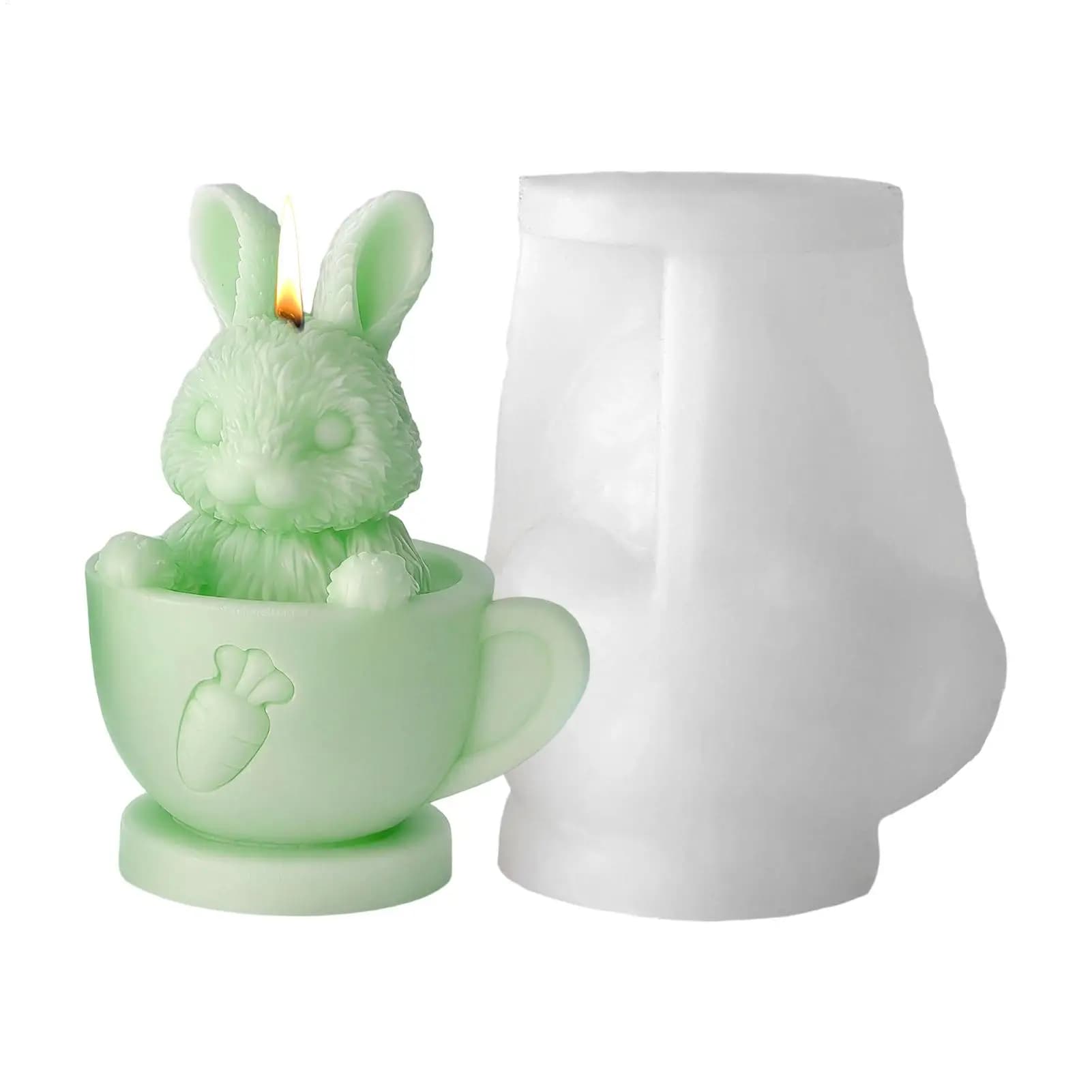 Easter Silicone Molds Funny Reusable Easy Release Rabbit Desk Decor Resin Molds for Soap Candle Making Wax Resin Plaster Home
