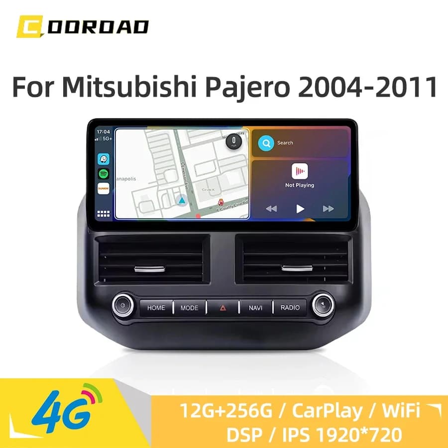 1920*720 Android 14 CarPlay Car Radio For Mitsubishi Pajero V73 2004-2011 GPS Navigation Bluetooth 4G WiFi DSP Multimedia Player