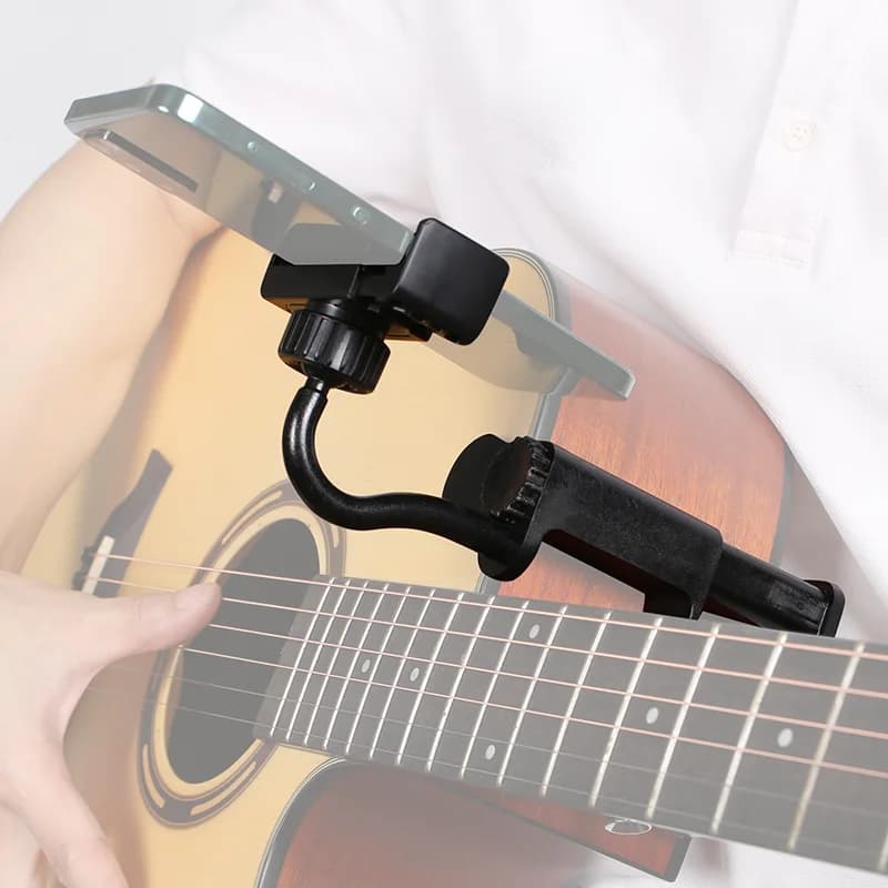 Supporto per telefono per chitarra - Supporto per chitarra regolabile e girevole per chitarra/ukulele Compatibilità universale per smartphone
