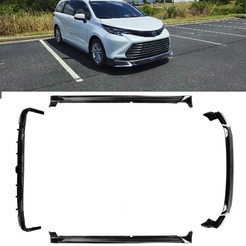 For Toyota SIENNA 2021 2022 2023 Front bumper Labbro Baule Back diffuser Side skirt ABS Black Knight Body Kit