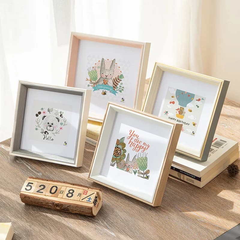 Creative Simple Square 6 Inch Picture Frame DIY Frame Children's Painting Framing Oil Pastel Works Desk Top Display Home Decor
