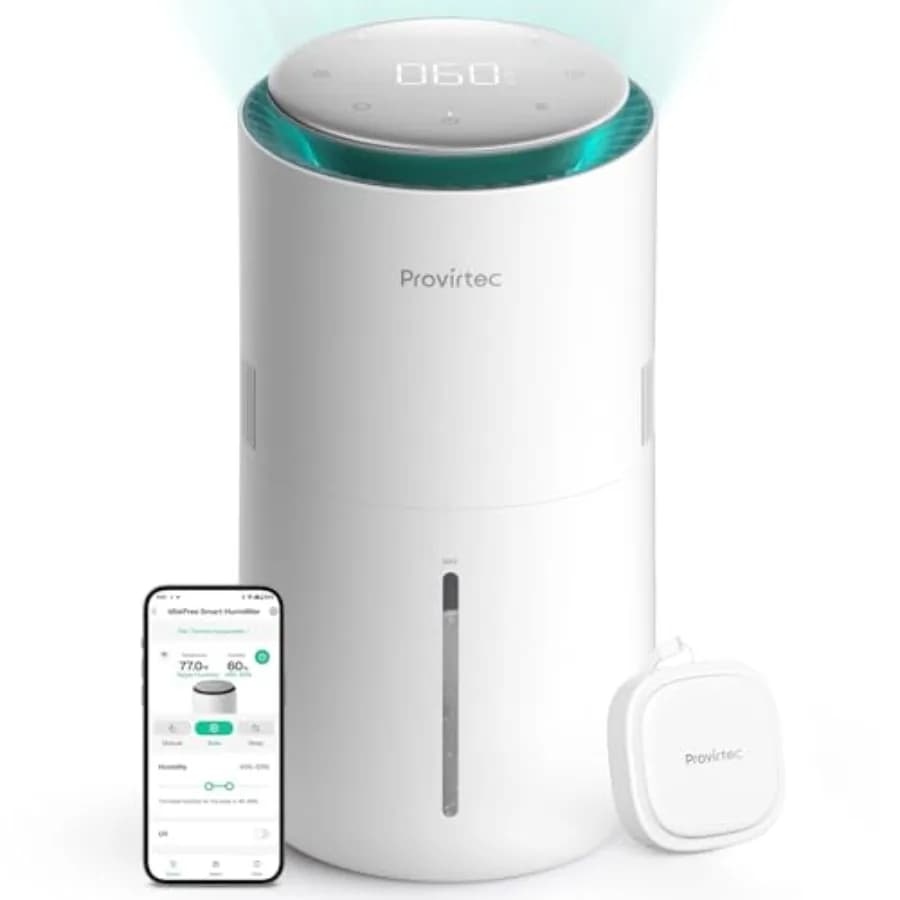 MistFree Smart Humidifier for Bedroom, Evaporative Humidifier No White Dust, Auto Humidity and APP Control, 3L Water Tank Easy