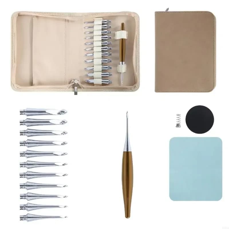 Interchangeable Aluminum Crochet Hook with 11 Tip 3.5mm-10mm Crochet Hook Needle for Knitting Blanket Sweater Scarf Y5GB