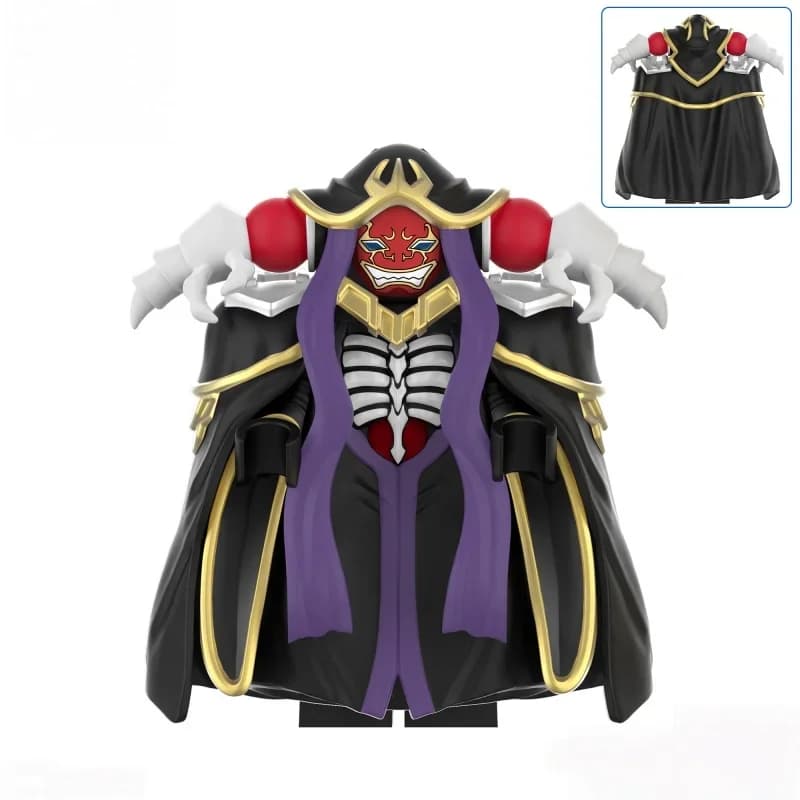Blind Box Overlord Action Figure Personalizzata con Maschera Rossa, Mantello Nero, Finiture Dorate, Personaggi Viola, Gioco di Costruzioni
