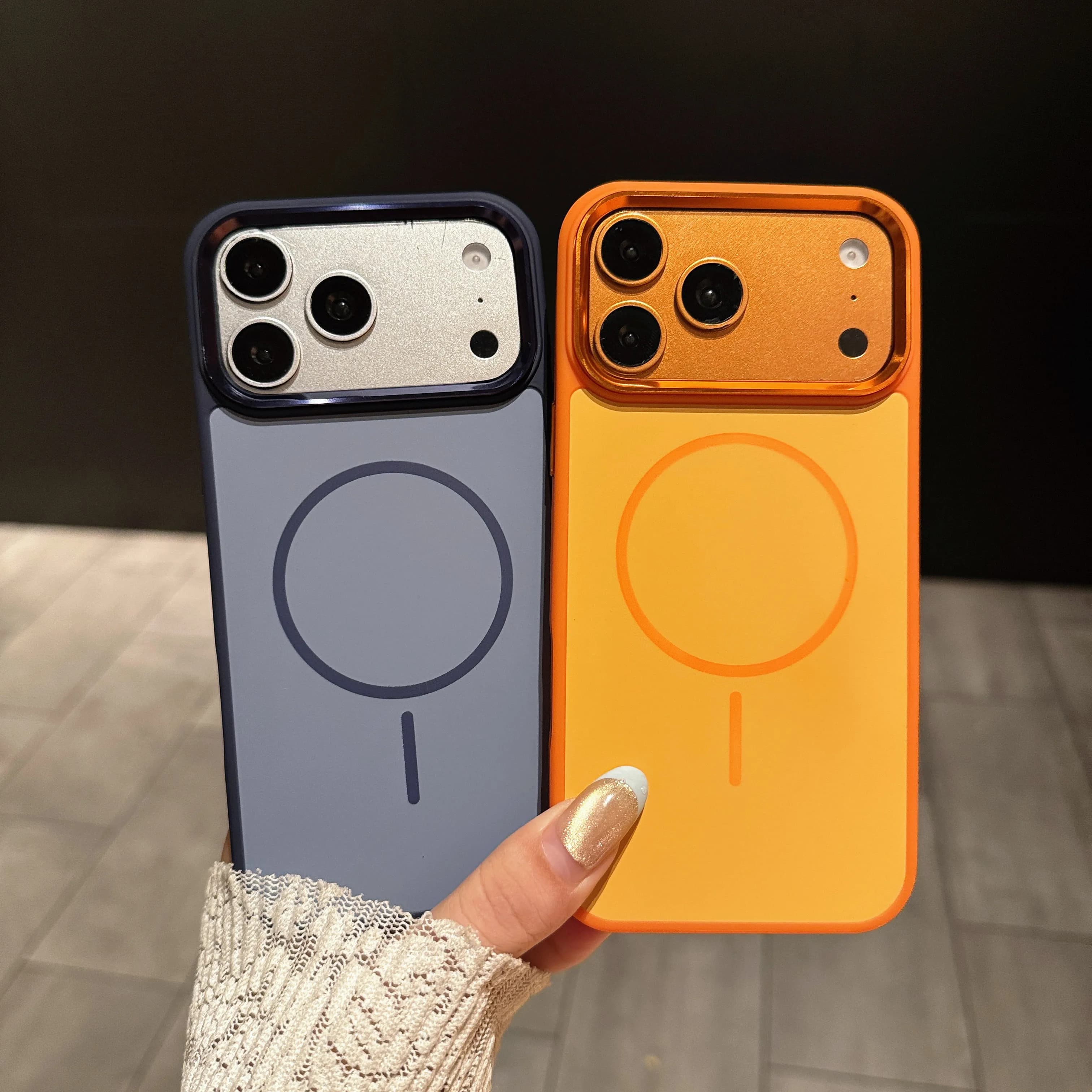 Luxury skin feel Metal Button Phone Case For iPhone 17 Air 16E 15 14 Plus 13 12 11 Pro Max For Magsafe Magnetic Shockproof Cover