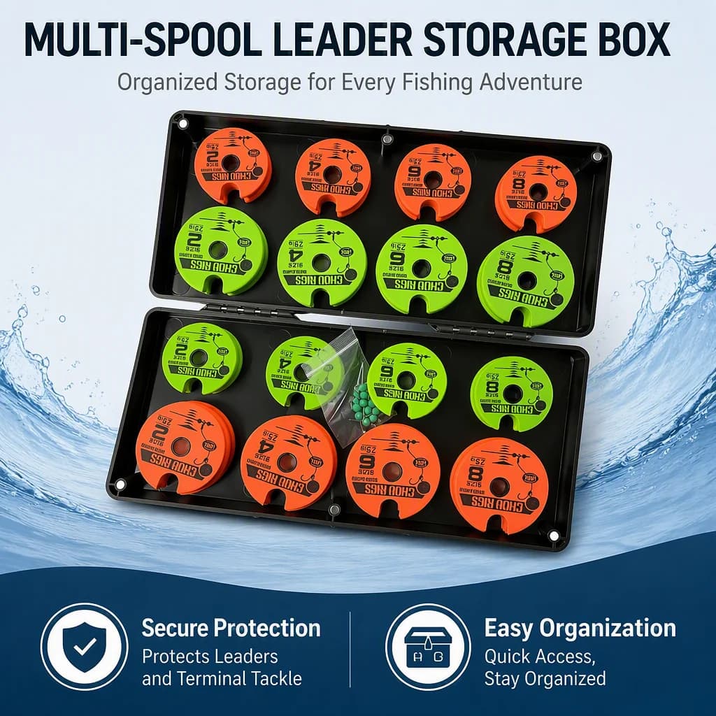 Portable Fishing Rig Winders Storage Box, 8/16 Spools Optional Carp Leader Line Organizer Box for Bank Fishing Tackle