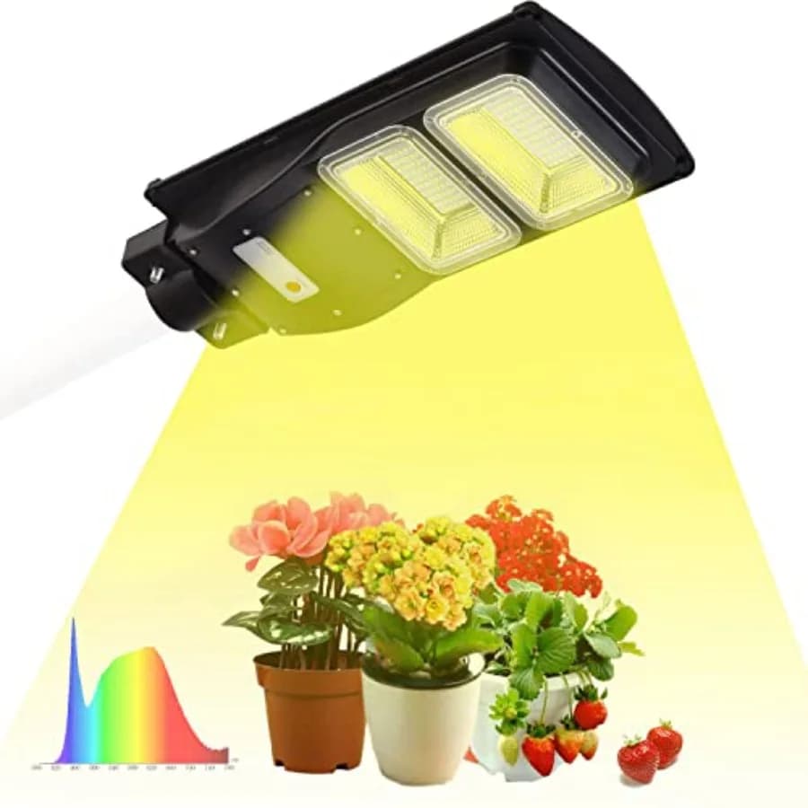Lampada LED per Coltivazione da Esterno Senza Fili a Spettro Completo per Piante con Timer Automatico, Telecomando Wireless, Impermeabile, Sensore di Movimento 2-in-1