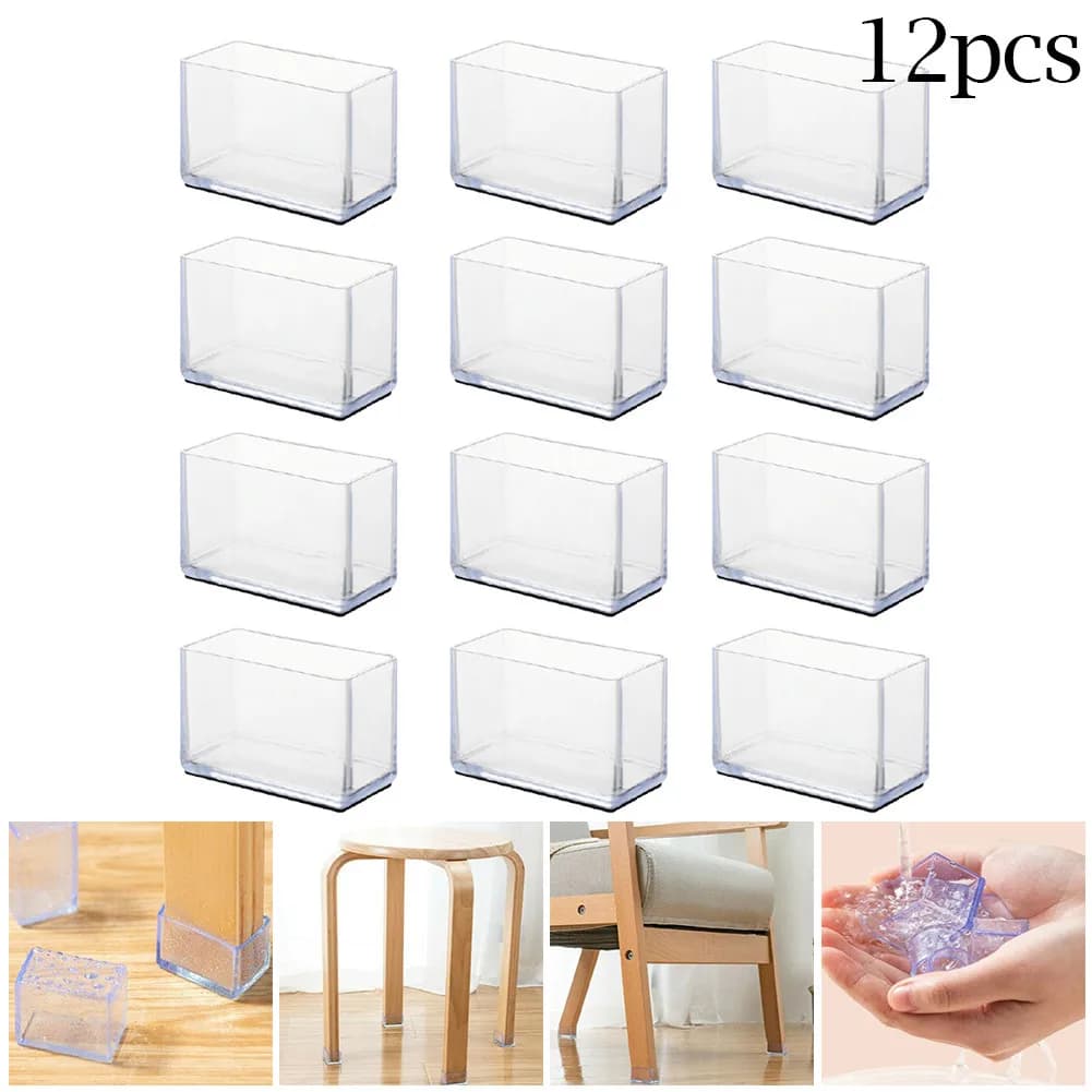 Gamba rettangolare per sedia, tavolo in PVC trasparente, copertura per tubo, copertura per tubo, calzini, punte, cuscinetti protettivi per pavimento antiscivolo
