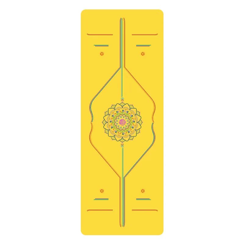 Rainbow Yoga Mat PU Natural Rubber Non Slip Fitness Exercise Mat with Alignment Lines Thick