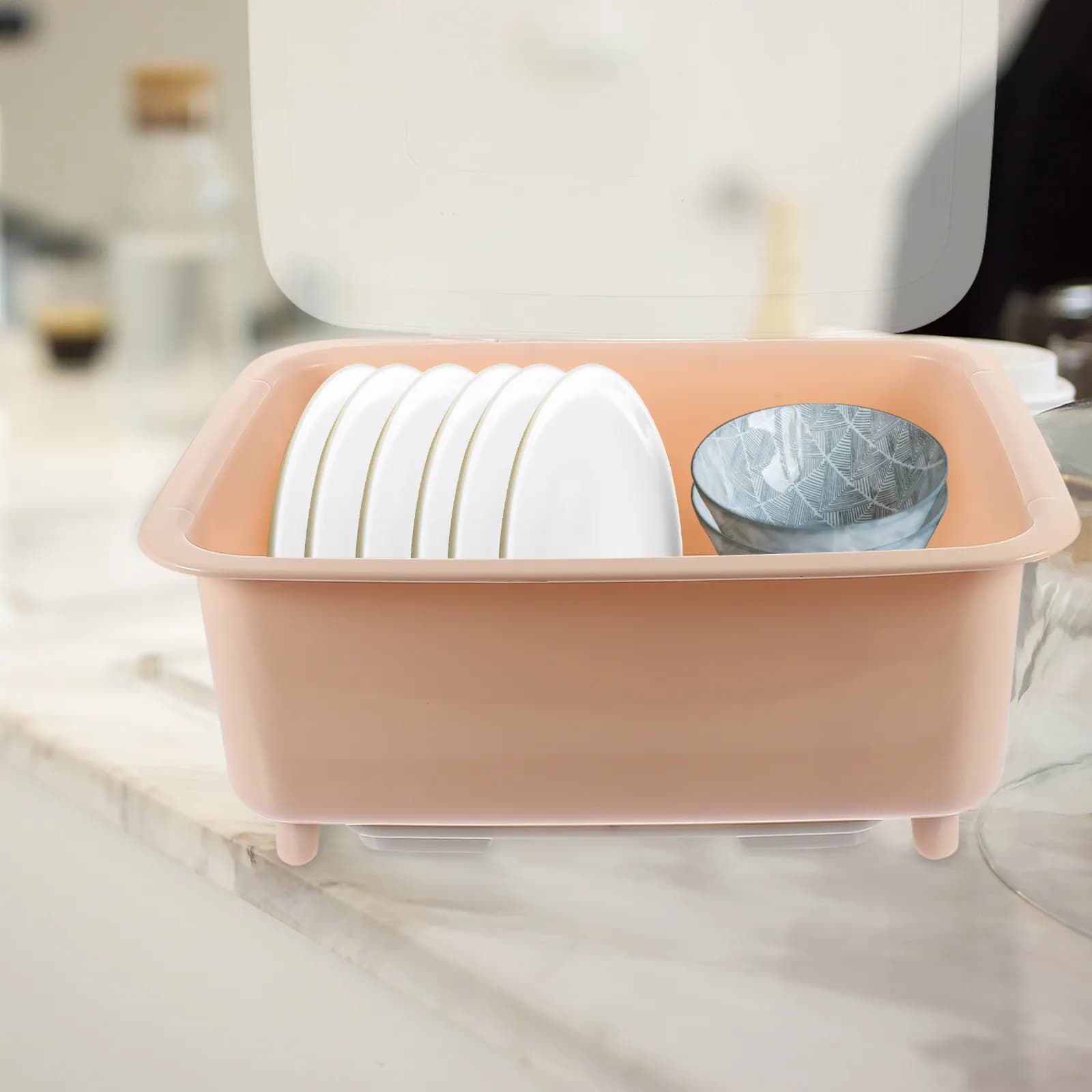 1Pcs Eco-Friendly PP Tableware Drainer Box Kitchen Storage Organizer Transparent Cover Drain Plate Chopsticks Bowl Spoon Holder