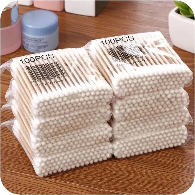 500 pcs Double Head Wood Cotton Tampone Naso Earrings Cleaning Women Makeup Tools Lipstik Cotton Germs Punta Bastoncillos Oidos