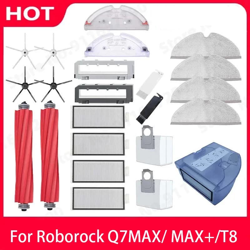 Roborock Q7 Max+ Q7 Plus Q7 Max Plus T8 Main Side Brush HEPA Filter Mop Bracket Water Tank Dust Box Vacuum Cleaner Accessories