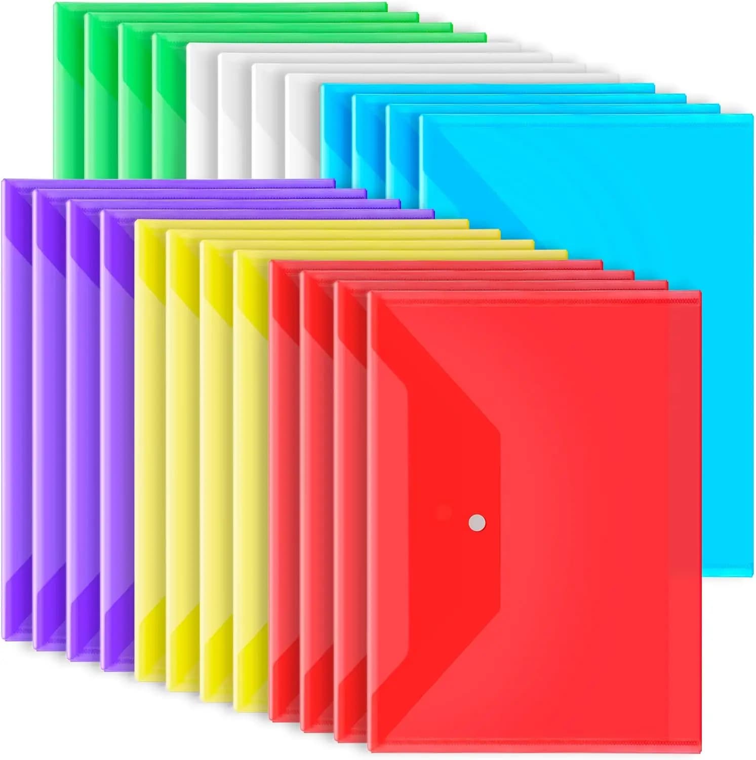 Cartelle portadocumenti con chiusura a scatto, confezione da 24, formato A4/Letter, 6 colori, per ufficio e scuola