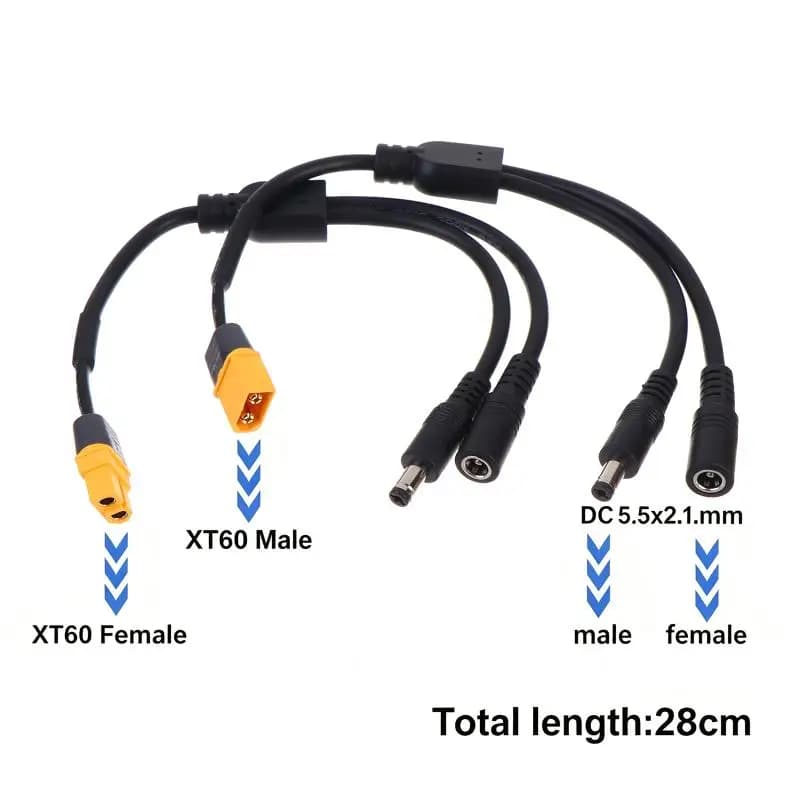 Universal DC Charging Conversion Adapter Durable Male to Female 2 Way Connector Plug for Household Electronics Travel Use