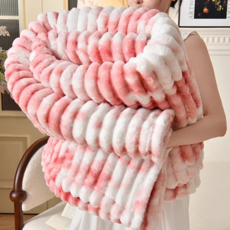 Coperta in Flanella Misura Queen, Calda per Primavera e Autunno, Morbida Coperta in Peluche per Letto e Divano, Colore Sfumato