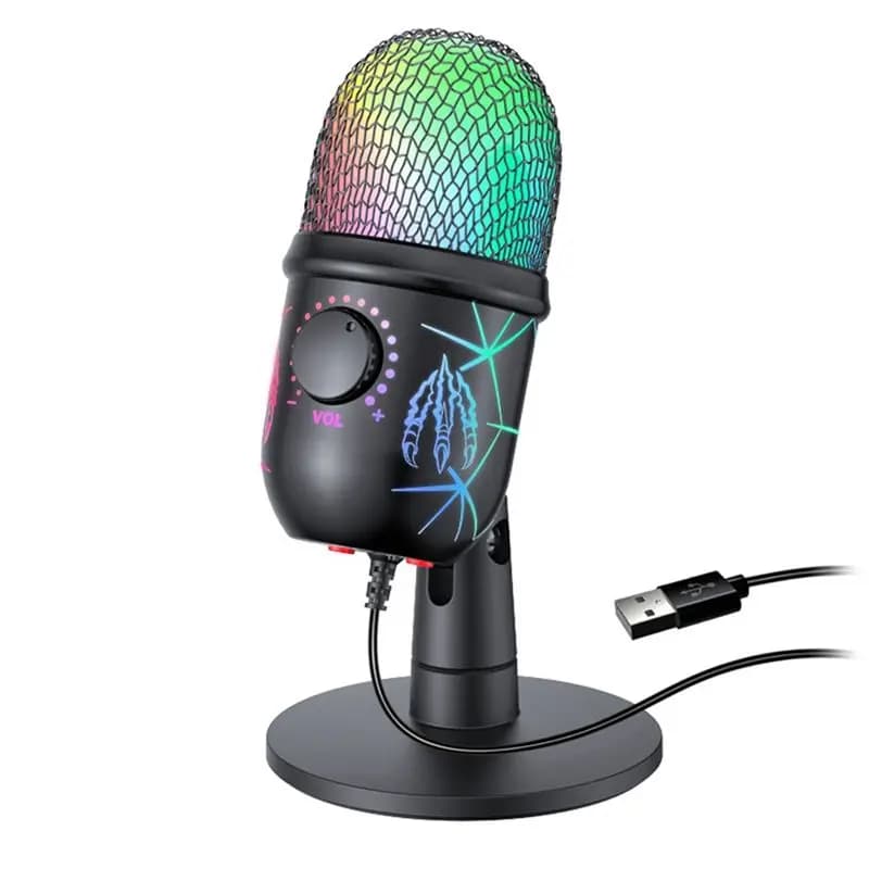AED6-USB Condenser Microphone With Noise Cancellation USB Gaming Microphone For Pc Computer Laptop Video Recording