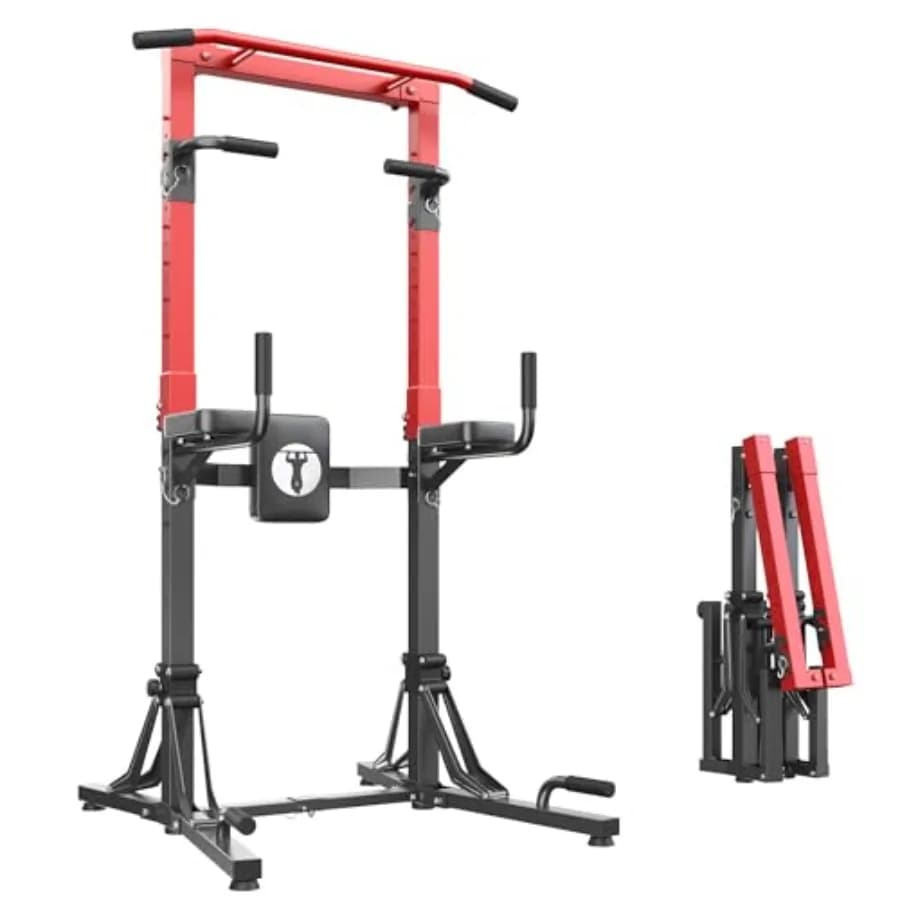 DlandHome Power Tower Foldable Traction Bar Station For Home Gym Training Diving Support for Adjustable Multifunctional Height Black