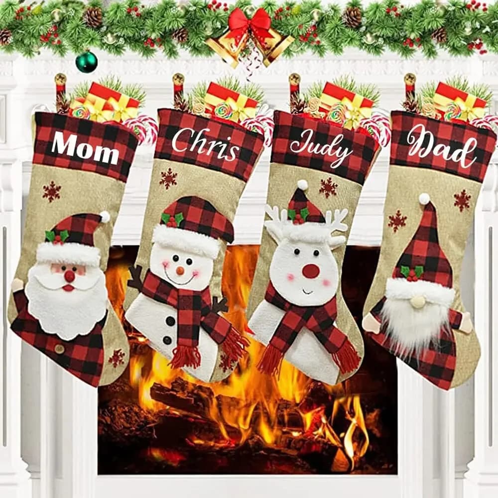 Calze natalizie natalizie borse appese natalizie capodanno albero di natale decorazione camino calze ornamenti natalizi 1 pz
