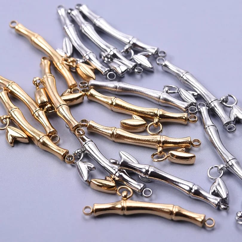 Chinese Style Bamboo Knot Charms Stainless Steel Retro Pendant Jewelry Making Bulks Earrings Bracelet DIY Handmade Materials