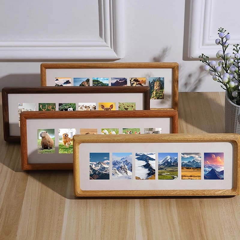 Solid Wood Photo Frame Display Stand DIY 6-Grid Couple High-grade Walnut Wood Wedding Picture Frame Home Decor Desktop Gift