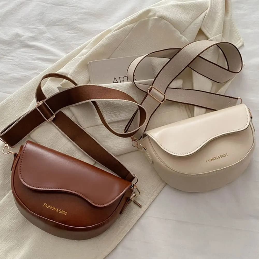 Retro PU Leather Shoulder Bag Semicircle Small Crossbody Bag Handbags Women Female