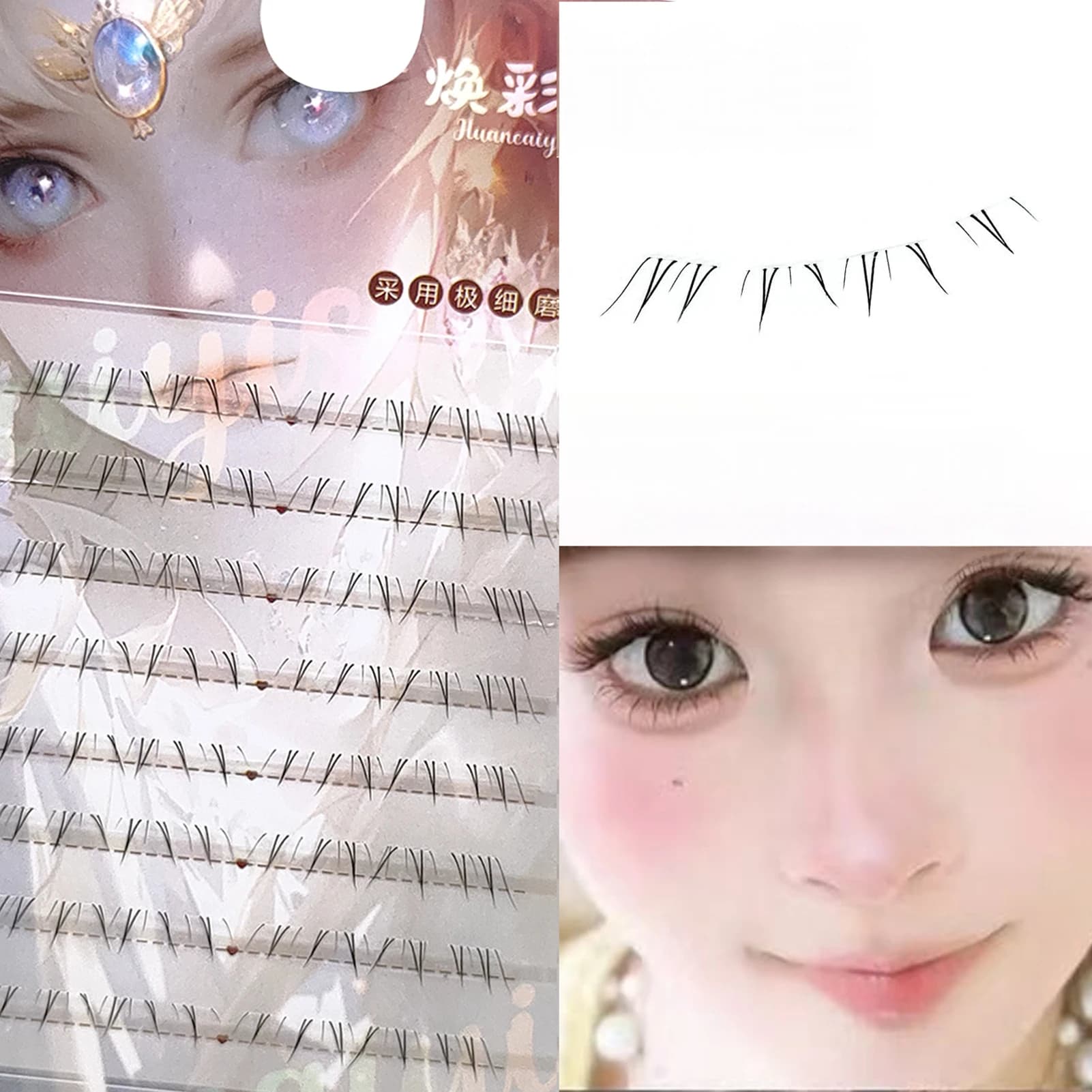 Soft Faux Lashes Style Manga for Underwear, Natural Effect, 5-7mm Transparent Sottile Stele, Fox Style, for Fashion Strips, Dance, Weddings