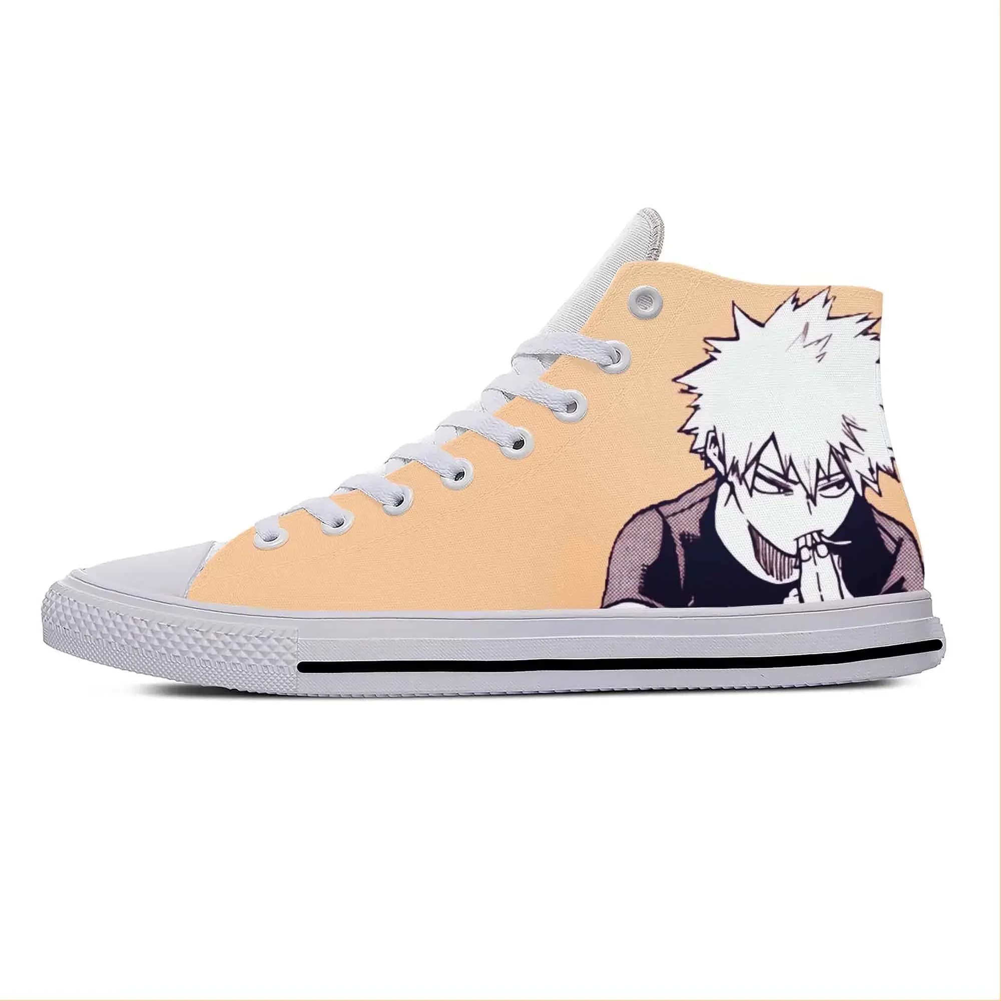 Anime Cartoon My Hero Academia Bakugou Katsuki Casual Cloth Shoes High Top Lightweight Breathable 3D Print Men Women Sneakers