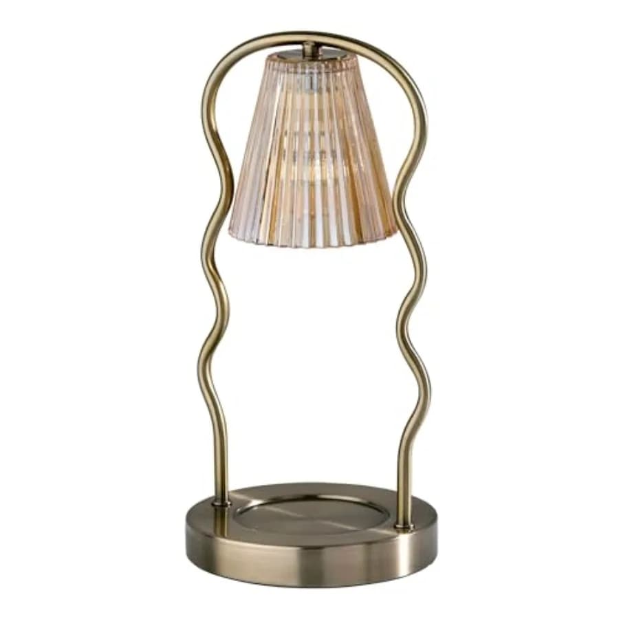 Lampada Scaldacandele Senza Fiamma con Timer Regolabile e Luce Dimmerabile, Lampadina Inclusa, Base in Ottone Anticato e Finitura a Costine