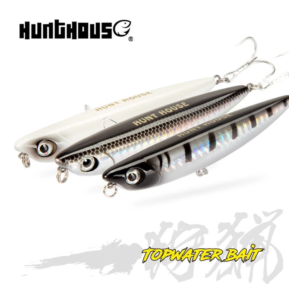 Hunthouse 7PCS D02 Sparrow Pencil Fishing Lure Topwater Stickbaits Hard Bait Surface 90/120mm Walkers For Pike Bass Fish Tackle