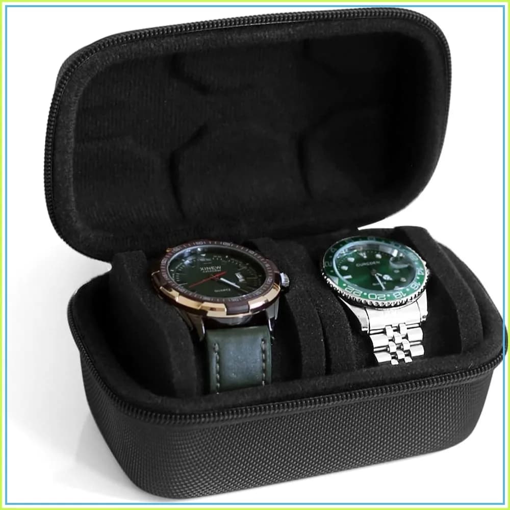 Portable Single Watch Travel Case for Men and Women, Storage Box Organizer for Wristwatches and Smart Watches, 2 Slot