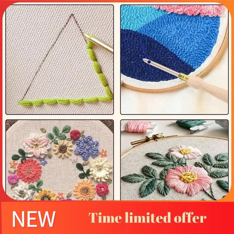 ABRN-13Pcs Punch Needle Kit,Punch Needle Tool Adjustable Punch Needle Embroidery Kits Wooden Handle Embroidery Pen For Floss