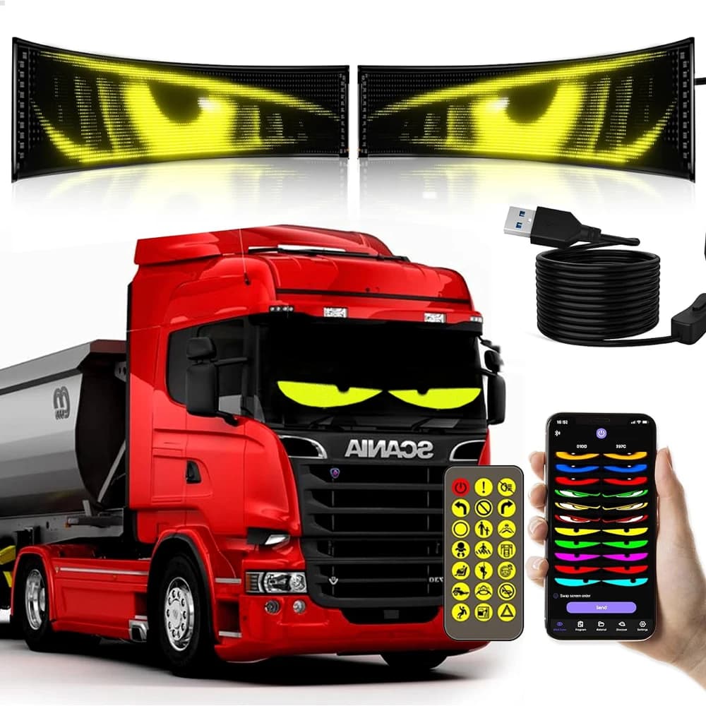 Devil Eyes Light for Trucks Windshield,Programmable LED Sign, 5V USB Flexible Display for Cars with App & Remote Control