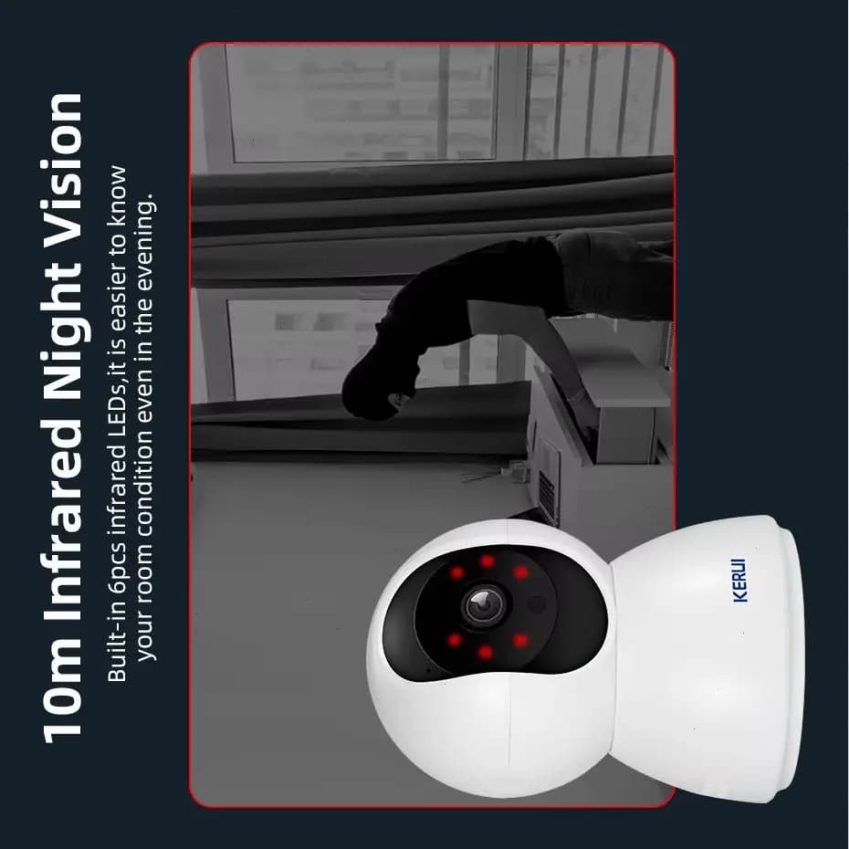 KERUI IOT Camera Alarm System with FSK PIR Motion Detector Door Sensor for Home Security Protection Wireless WiFi IP Camera