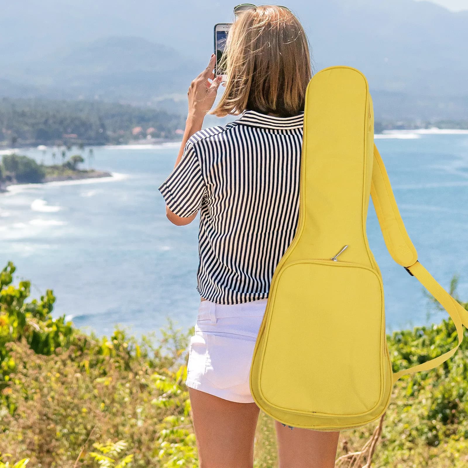 1Pcs Portable Thickened Oxford Ukulele Bag Large Capacity Waterproof Carrying Case Adjustable Shoulder Strap for 4-String