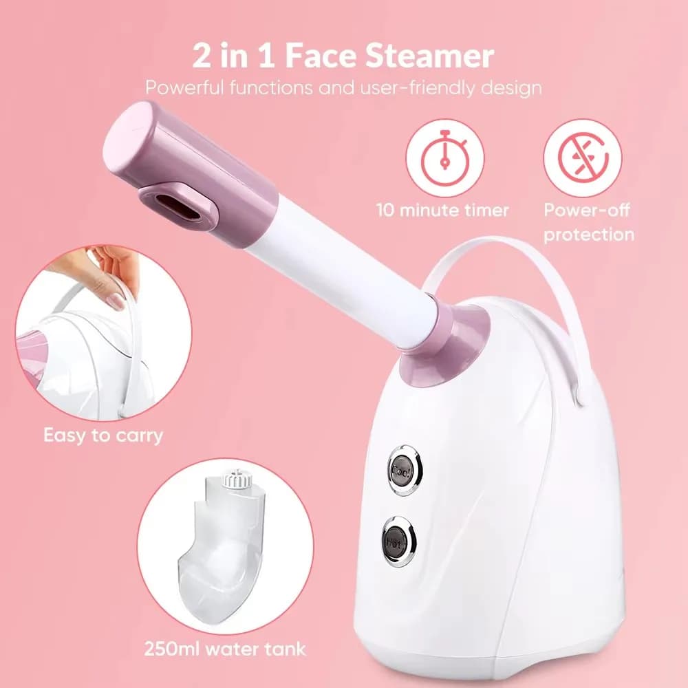 Vaporizzatore Facciale 3in1 Caldo e Freddo, Umidificatore a Vapore per Pulizia Profonda dei Pori, Cura della Pelle, Sbiancamento, Spa Domestica