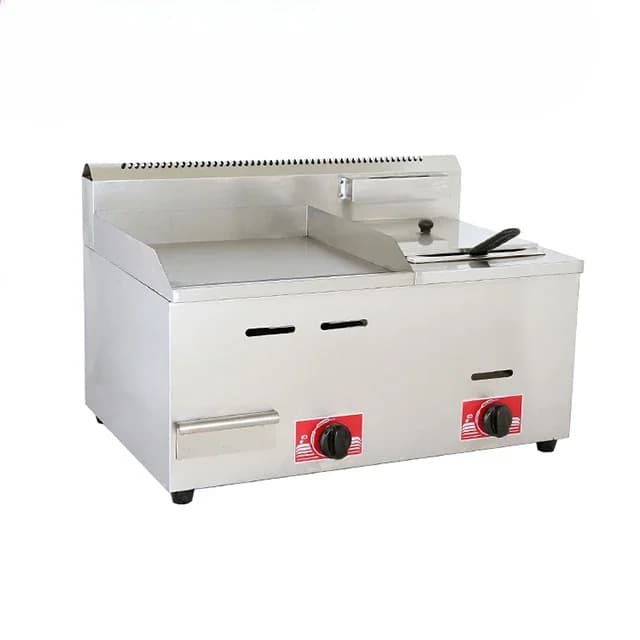 # Kitchen Equipment Table Top Propane Tenpanyaki Gas Griddle Deep Fryer Frying Pan Fryer