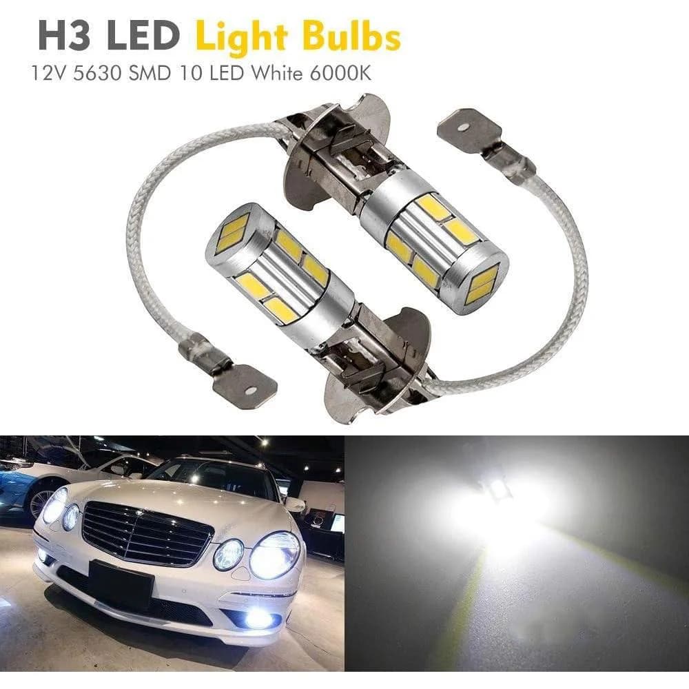 2 pezzi H3 LED fendinebbia lampadine faro super luminoso 6000K 10 LED luce bianca lampada automatica per pista auto