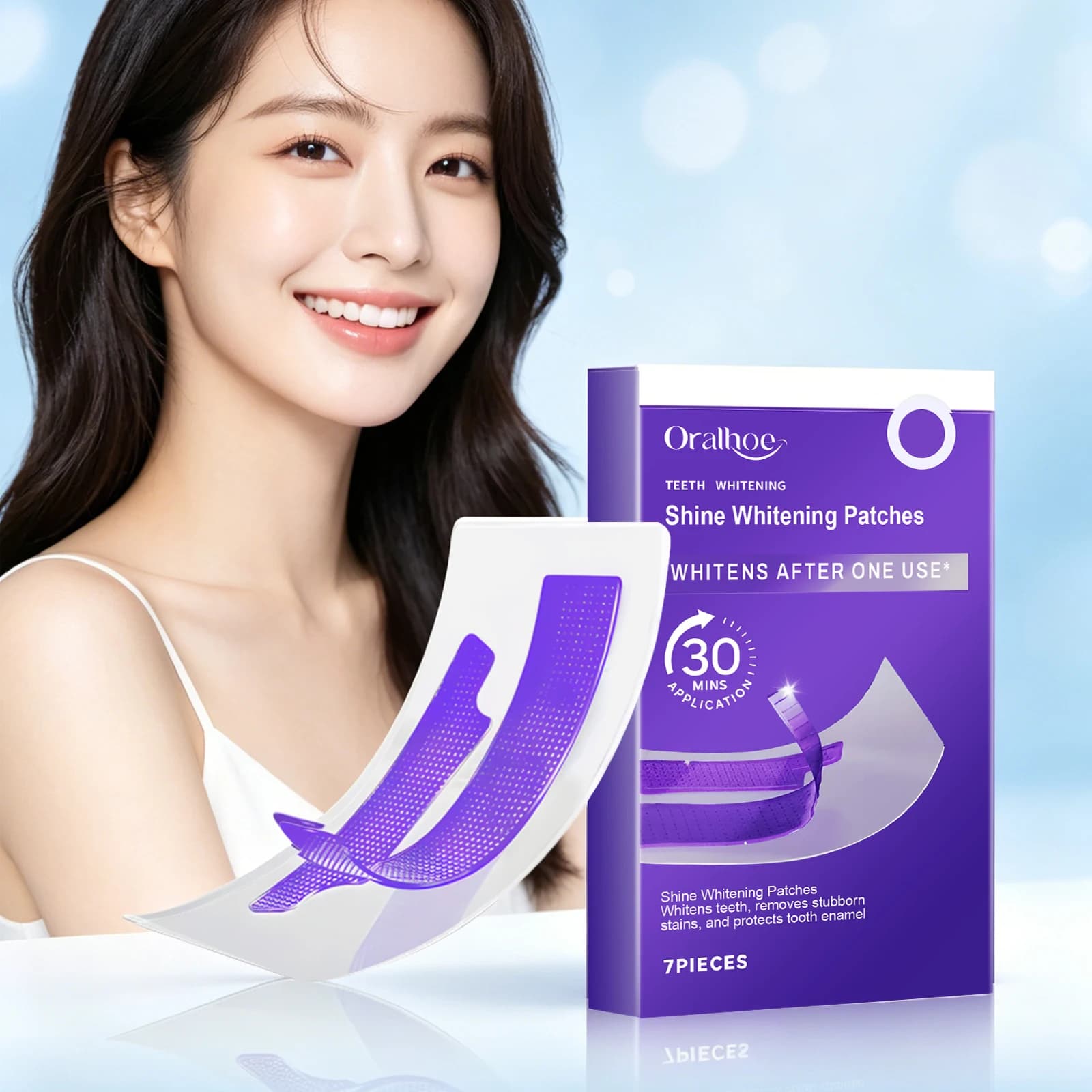 Purple Teeth Whitening Strips Gentle Clean Tooth Stain Removal Reduce Plaque Bleach Fresh Breath Lasting Bright Smile Oral Care