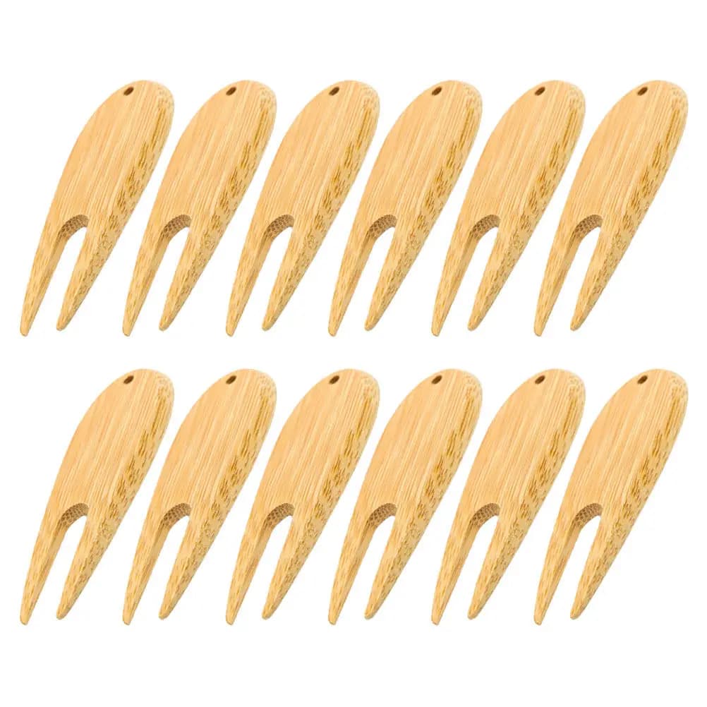 12Pcs Wooden Golf Divot Repair Tool Portable Green Maintenance Multifunctional Golf Fork Ball Marker Accessory