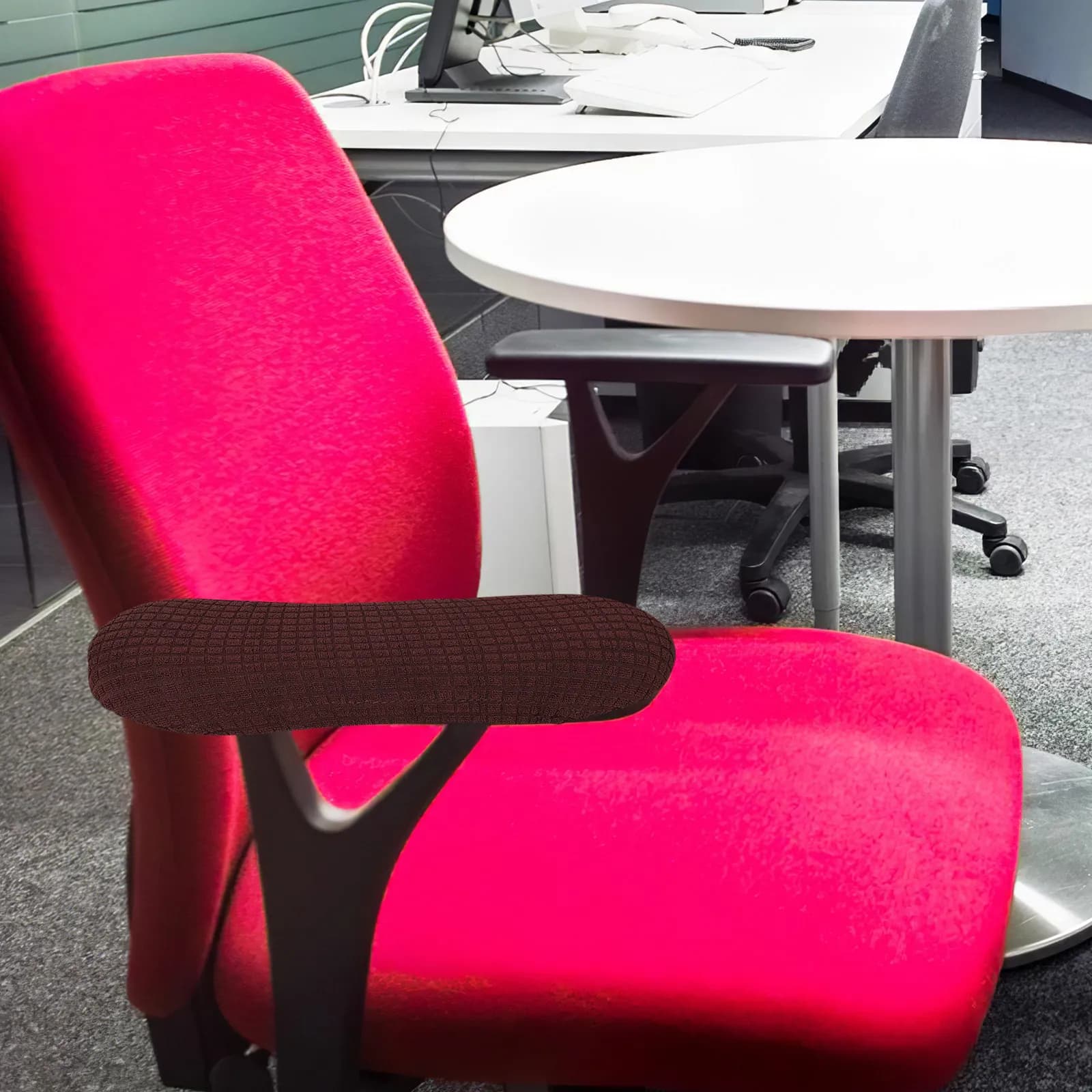 2Pcs Office Chair Armrest Covers Stretch Fabric Removable Breathable Slipcover Protective Sleeve Wrap for Desk Gaming Computer