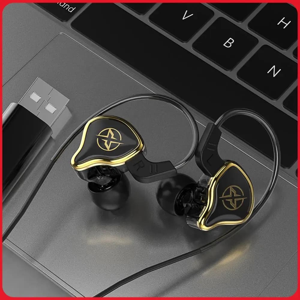 USB Gaming Headphones with Microphone, Remote Control Cable, Earrings with PET Diaphragm, 2.5m USB cable for PC, Computer, PS4, PS5