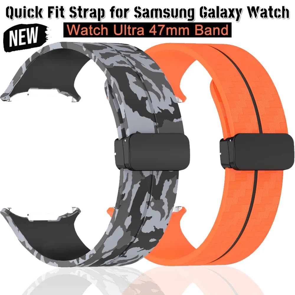 Silicone Sport Strap for Samsung Galaxy Watch Ultra 47mm Strap Magnetic Folding Clasp for Watch Ultra Replacement Bracelet Strap