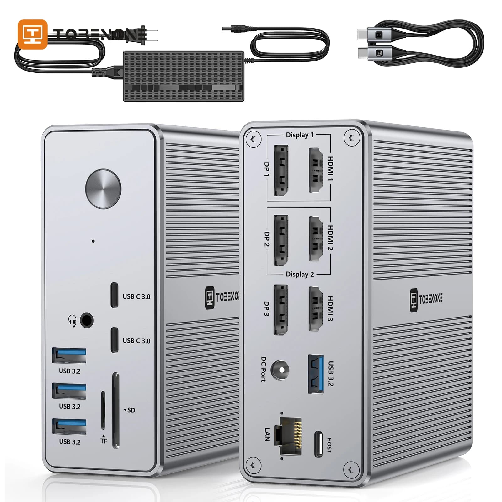 TOBENONE Docking Station with 120W Power Support Triple 4K Display for MacBook Pro/Air Quadruple Display for Windows